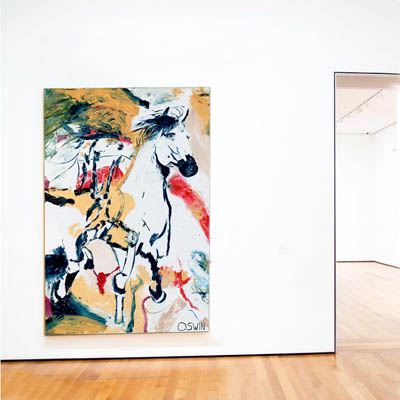 Equine art, two horses, best friends, semi figurative painting