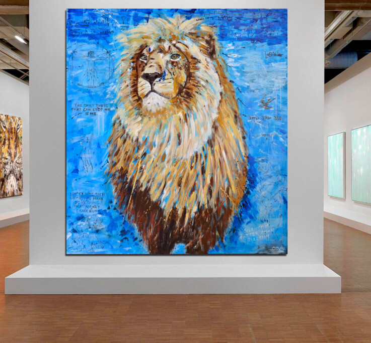 Lion painting - Wild cats - Art - One of a kind